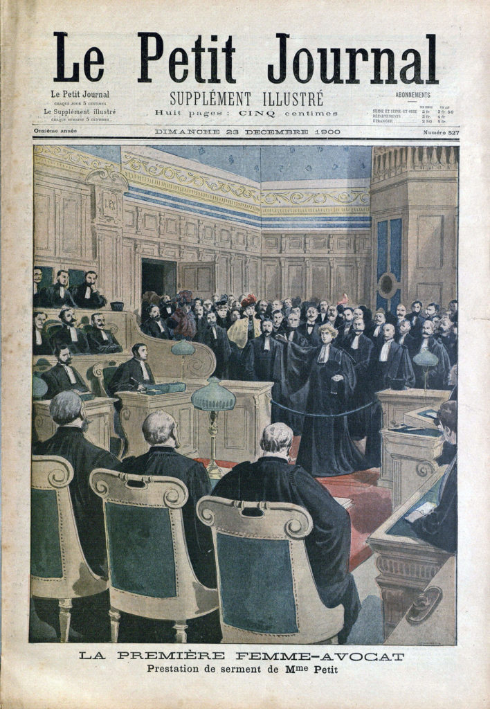 La Une du Petit Journal représentant la prestation de serment d'olga balachowsky-petit en 1900